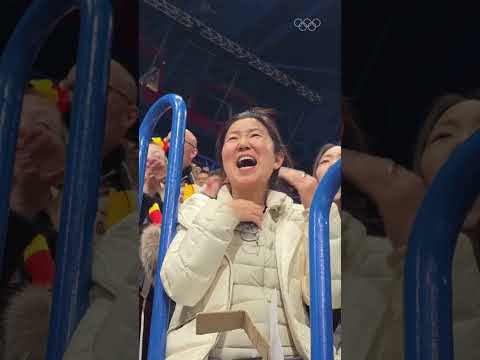 Alysa Liu's family react to her #MilanFigureSkating short program! 🥹