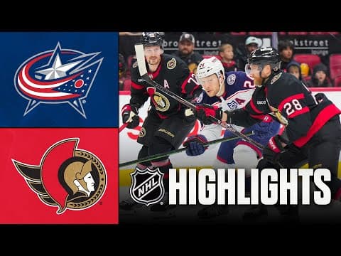 Blue Jackets vs. Senators | NHL Highlights | December 29, 2025