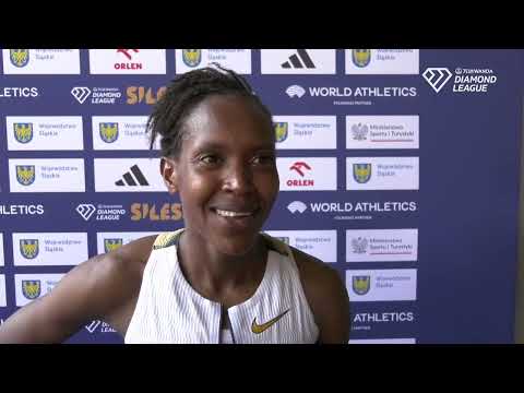 Faith Kipyegon after 8:07 near world record in 3000m at Silesia Diamond League in Poland