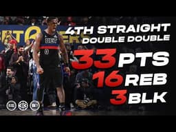 Jalen Duren Records Fourth Straight Double-Double & Ties Career High with 33 Points #nba #pistons
