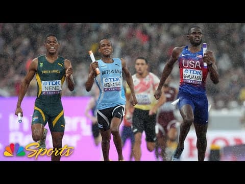 EPIC THREE WAY FINISH between USA, Botswana, South Africa decides men's 4x400 final | NBC Sports