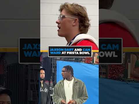 Jaxson Dart and Cam Ward supporting their alma maters at the Fiesta Bowl 💪 #CFB #Miami #OleMiss