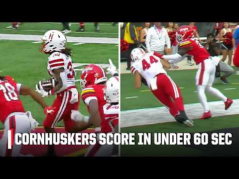 Nebraska 85-yard kickoff return sets up improbable TOE TAP touchdown 🔥 | ESPN College Football