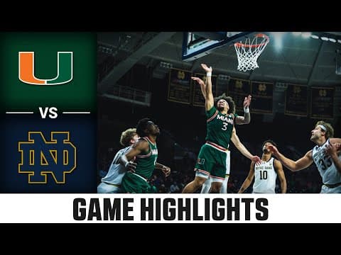 Miami vs. Notre Dame Game Highlights | 2025-26 ACC Men's Basketball
