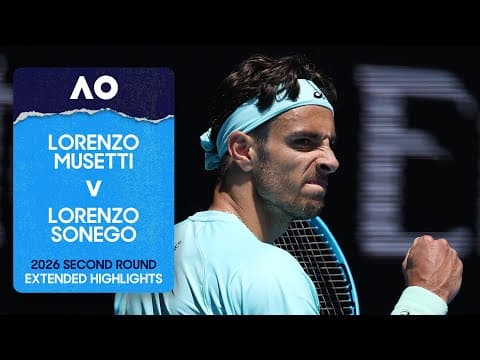 Lorenzo Musetti v Lorenzo Sonego Extended Highlights | Australian Open 2026 Second Round