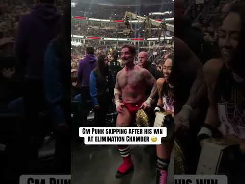 CM Punk walks off after his victory at Elimination Chamber 🙌