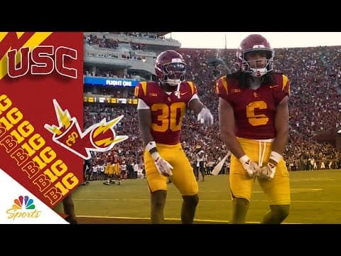 USC's Makai Lemon lays out for go-ahead touchdown before halftime vs. Michigan | Big Ten on NBC