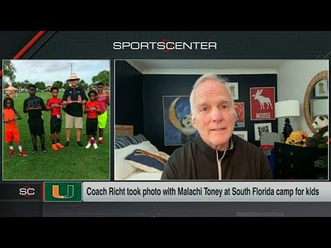Former Miami HC Mark Richt took a photo with WR Malachi Toney at a Florida kid camp 📸 | SportsCenter