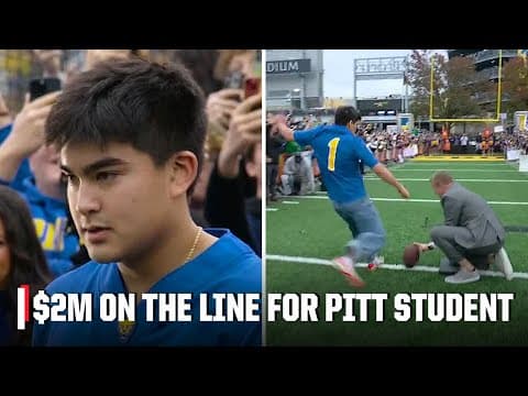 $2M FIELD GOAL! 😱💰 Pitt student attempts HISTORY in Pat McAfee's Kicking Contest! | College GameDay