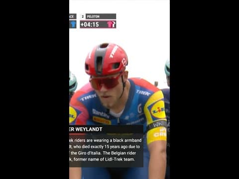 Jonathan Milan and the Lidl Trek team are wearing black armbands in memory of Wouter Weylandt ❤️