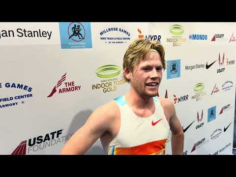 Parker Wolfe after third place in 2 mile at Millrose Games