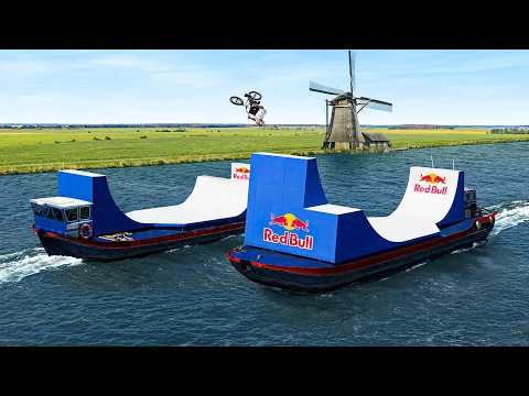 Bike Flip Between Two Moving Boats