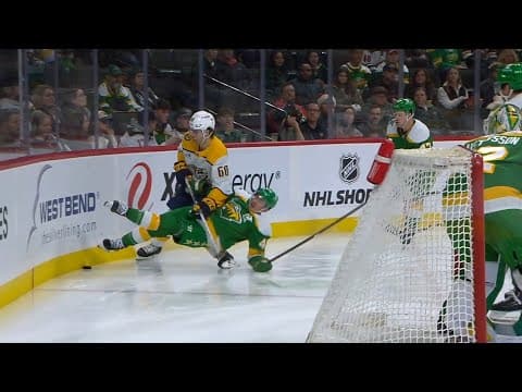 Zachary L'Heureux Slewfoot Match Penalty Against Jared Spurgeon (Dual-Feed)