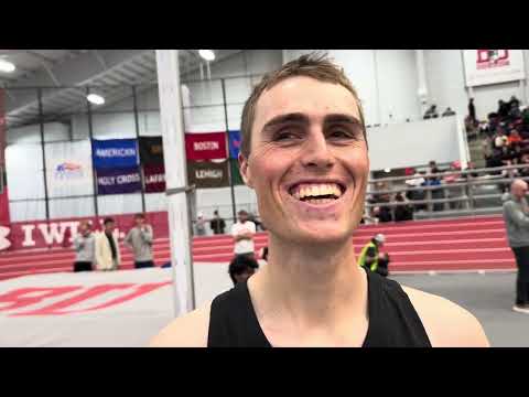 Aaron Ahl after 3:51 Canadian mile record at BU Valentine