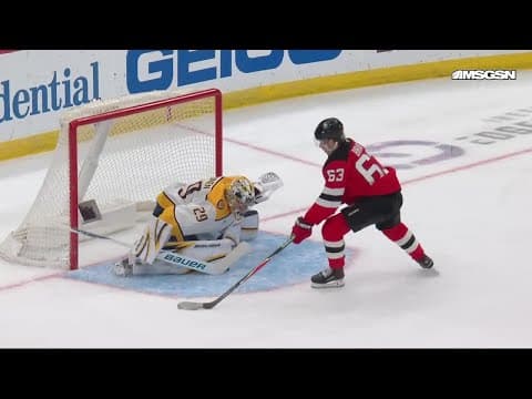 Jesper Bratt scores a goal against the Nashville Predators