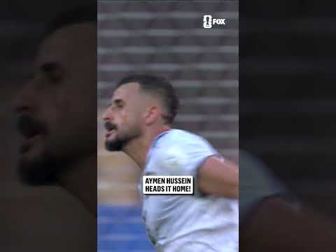 Ayman Hussein rises up over three Norwegian defenders to score a beauty for Iraq 🇮🇶