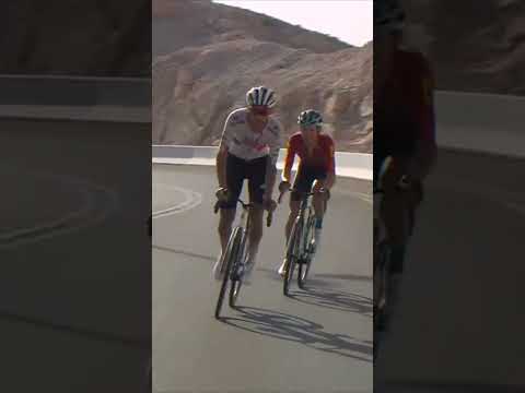 Isaac del Toro tries to shake Tiberi but the Italian is stuck to his back wheel! 🛞