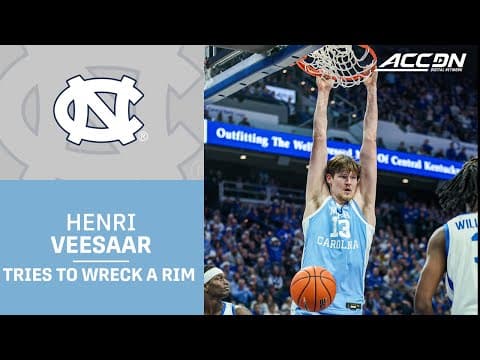 UNC's Henri Veesaar Tries To Tear Down The Rim