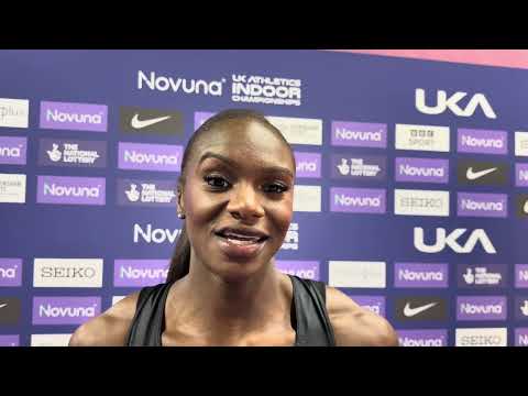 Dina Asher-Smith after win in UK Indoor Champs in 7:05 over Amy Hunt
