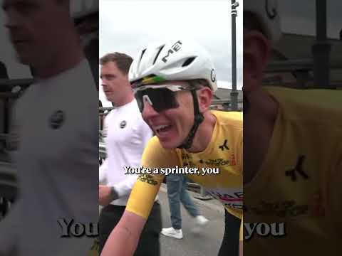 Proof that Tadej Pogacar is human 😅 Even the cycling greats run out of breath sometimes!