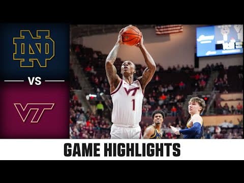 Notre Dame vs. Virginia Tech Game Highlights | 2025-26 ACC Men's Basketball