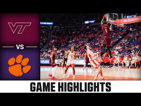 Virginia Tech vs. Clemson Game Highlights | 2025-26 ACC Men's Basketball