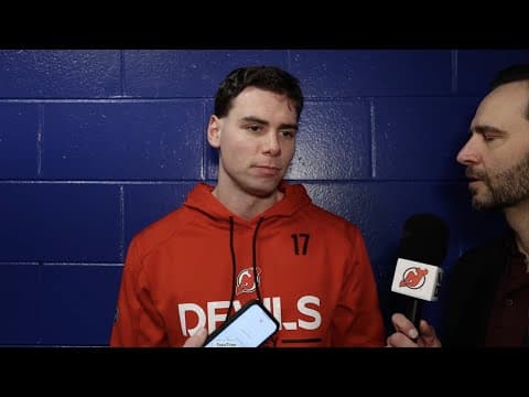 Simon Nemec speaks with the media ahead of facing the Tampa Bay Lightning.