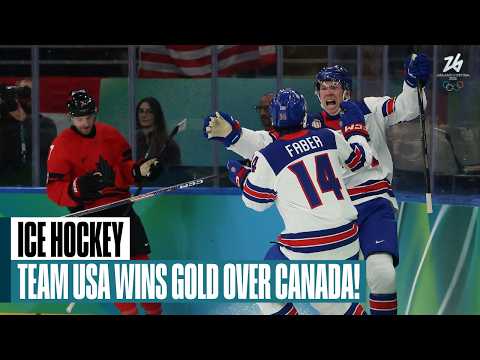 U.S. wins men's hockey gold in dramatic OT game vs. Canada