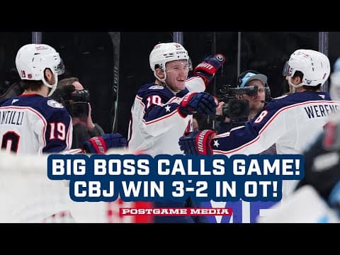 BIG BOSS Scores The BIG GOAL in Overtime to Lift the Blue Jackets to a 3-2 Victory! | Postgame Media