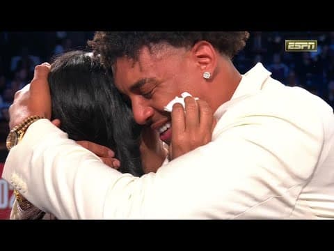 Yaxel Lendeborg shares emotional moment with mother after No. 11 pick by Warriors | 2026 NBA Draft