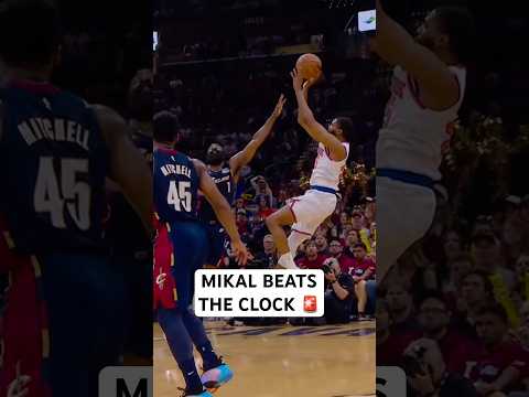 Mikal Bridges with the smooth turnaround to beat the buzzer 🚨