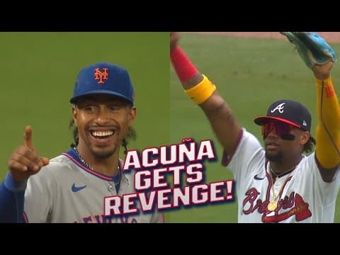 Francisco Lindor and Ronald Acuña Jr. CLOWN each other in the field on back-to-back days 😂