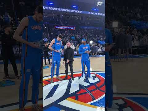 SGA & Chet receive their @KIA awards for December pregame ️👏