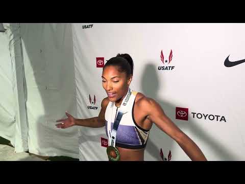Tara Davis after a new world lead to win the long jump at the U.S championships 