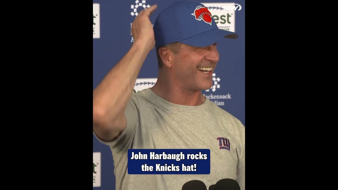 Giants HC John Harbaugh pulls out the Knicks hat during OTAs 🔥 "Let's Go Knicks!"
