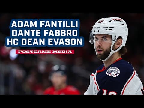 Adam Fantilli, Dante Fabbro & HC Dean Evason - Blue Jackets @ Canes |  Postgame Media
