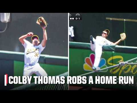 CATCH OF THE YEAR? 😱 Colby Thomas robs a home run with a leaping grab | ESPN MLB