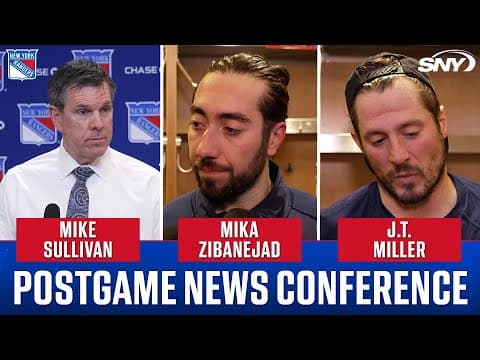 Rangers’ Mike Sullivan, Mika Zibanejad and J.T. Miller react to 1–2 loss vs. Islanders