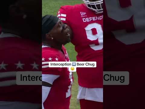 Kai Gray caught an interception and immediately went over to the fans for a beer celly 😅