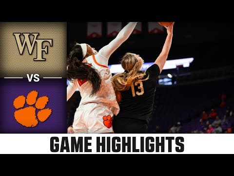 Wake Forest vs. Clemson Highlights | 2025-26 ACC Women's Basketball