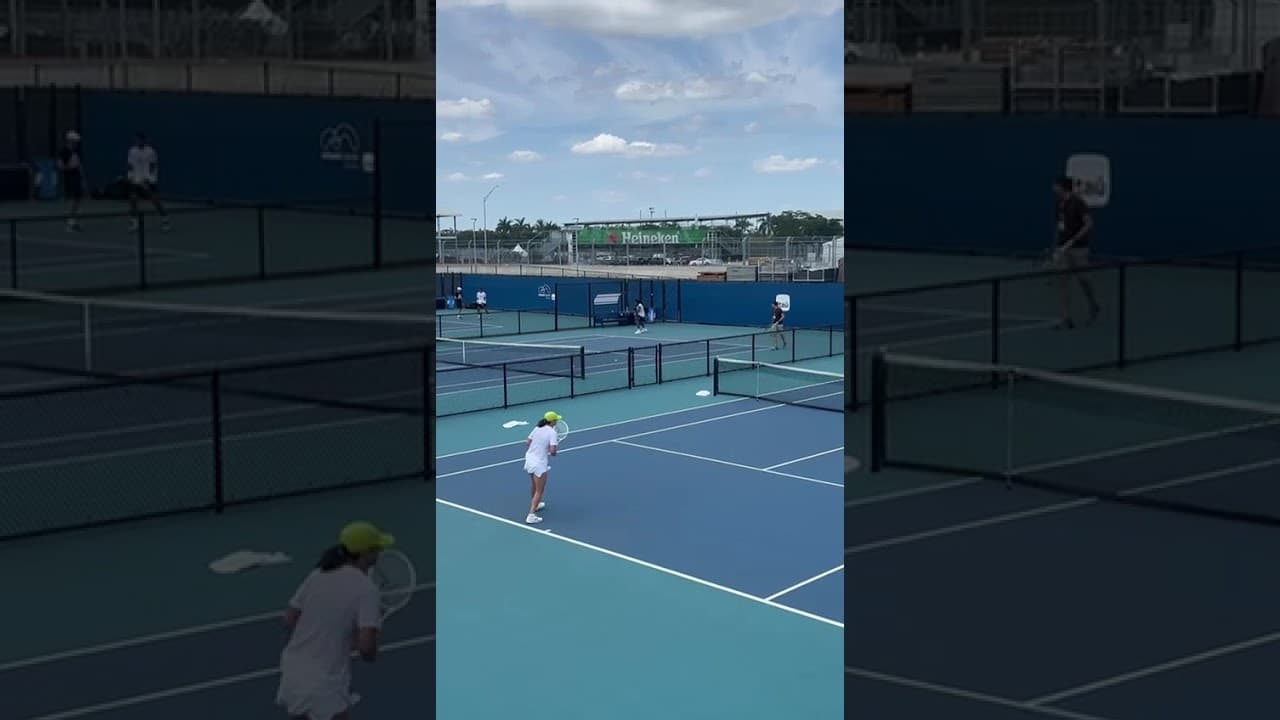 Iga Swiatek's intense baseline drill in Miami Open practice | The work never stops. 💪🎾 #MiamiOpen