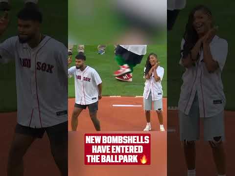 Love Island USA winners Amaya Papaya & Bryan threw out first pitches at the Red Sox game tonight!