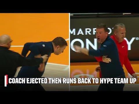 Ole Miss HC EJECTED... Then runs back to hype the Rebels up before leaving the game 😤 | ESPN CBB