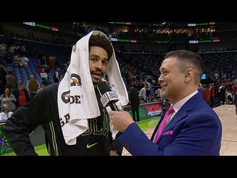 Jordan Poole on-court interview after Pelicans' win vs. Trail Blazers