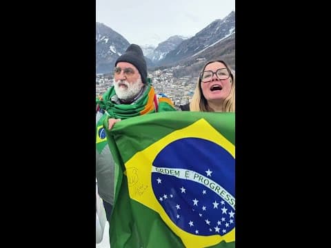 Team Brazil show up in full force for Lucas Pinheiro Braathen at #MilanoCortina2026!  🇧🇷❤️🥺