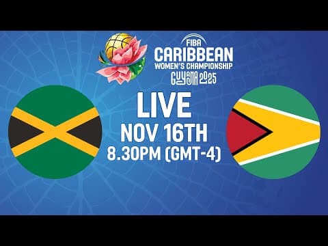 LIVE - Jamaica v Guyana | FIBA CBC Women's Championship 2025 | Group Phase