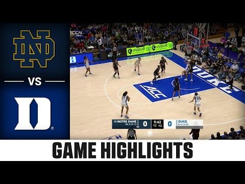 Notre Dame vs. Duke Game Highlights | 2025-26 ACC Women's Basketball