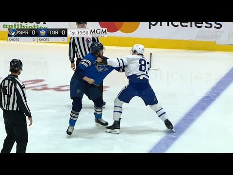 3 FIGHTS IN 15 SECONDS OFF OPENING DRAW! Toronto Marlies @ Springfield Thunderbirds