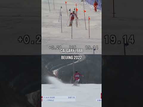 Mirror image on the slalom run! 34 yrs later, Johannes followed his father, Hubert, to Olympic gold.