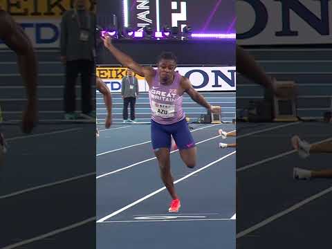 Jeremiah Azu snatches the 60m title in a chaotic final 🥵 #worldindoorchamps #athletics #sprinting